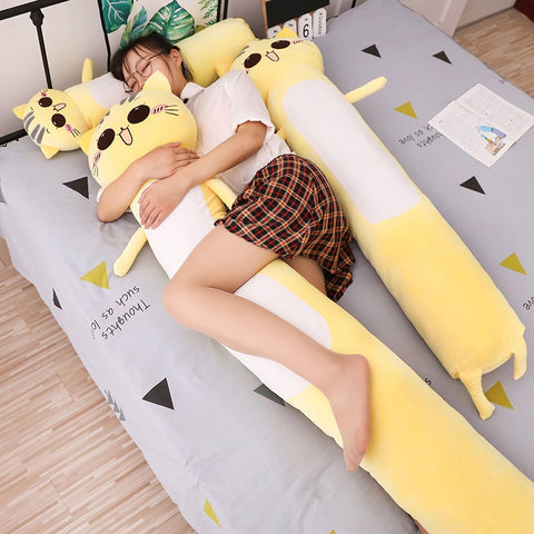 Plush Yellow Kitty Cat Body Pillow / 3 Sizes