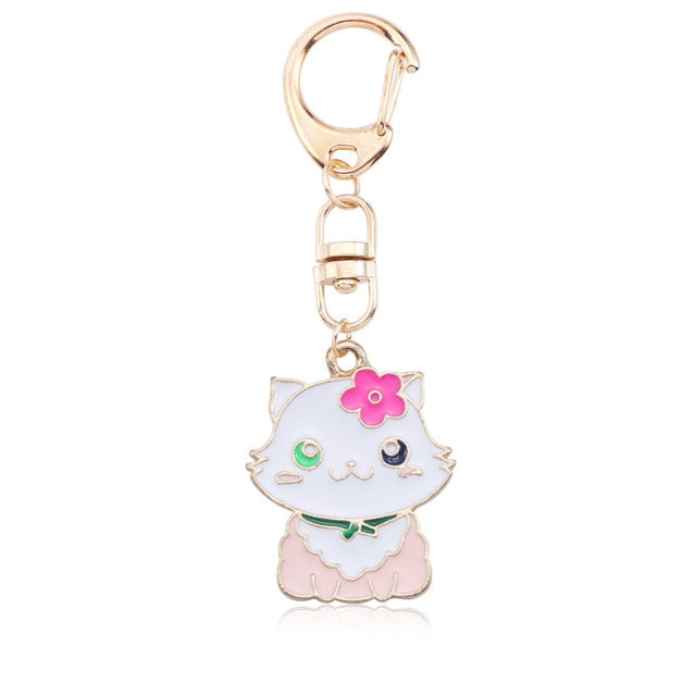 Anime White Kitten Key Chain