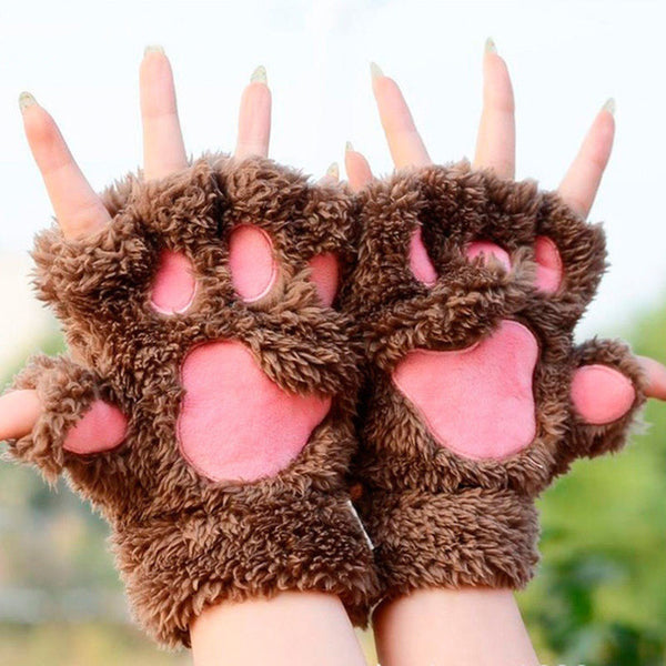 Plush Fluffy Animal Paw Gloves