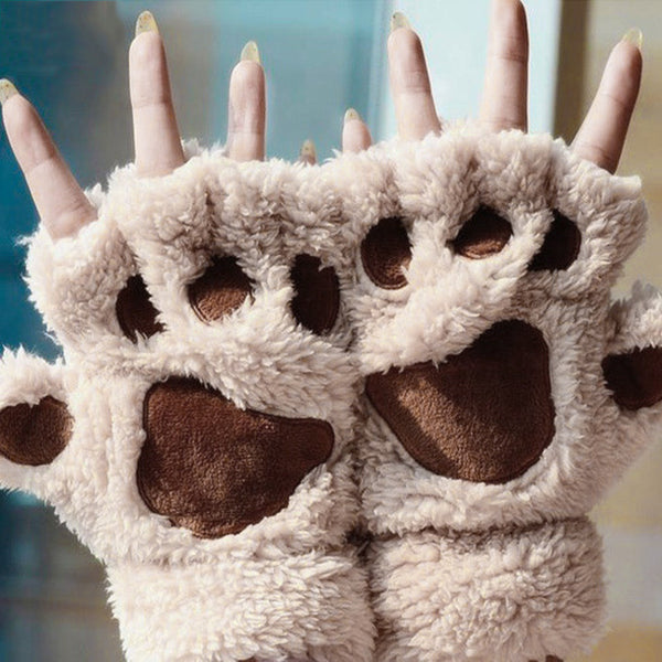 Plush Fluffy Animal Paw Gloves