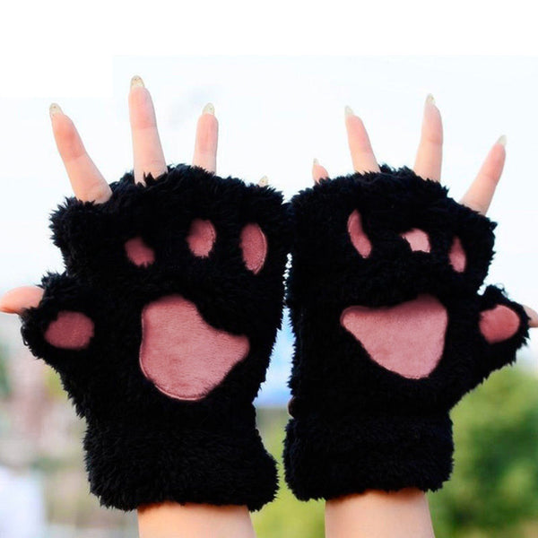 Plush Fluffy Animal Paw Gloves