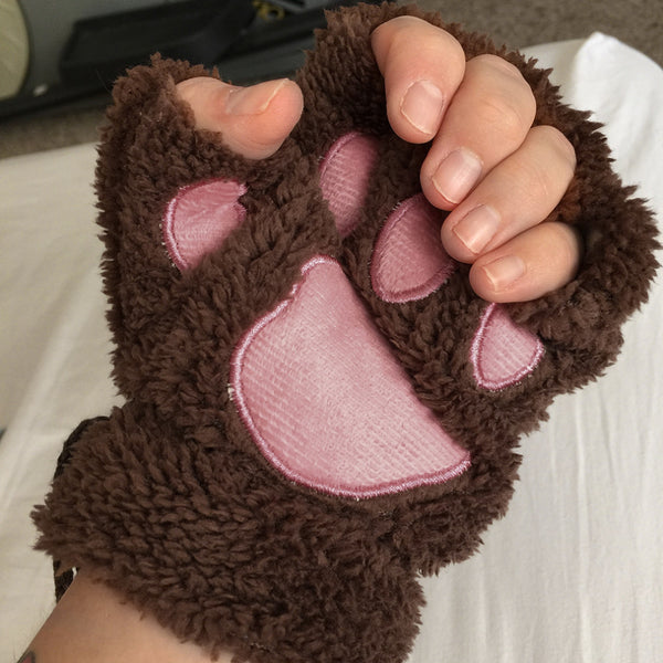 Plush Fluffy Animal Paw Gloves