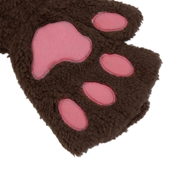 Plush Fluffy Animal Paw Gloves