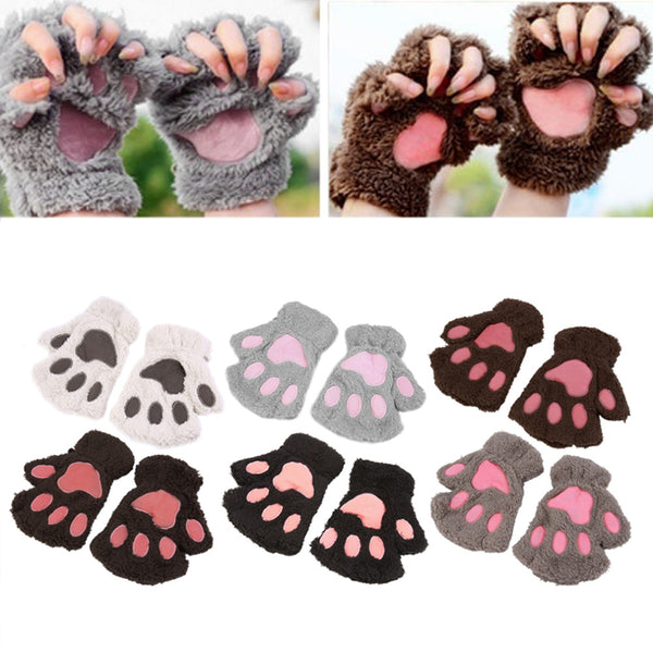 Plush Fluffy Animal Paw Gloves