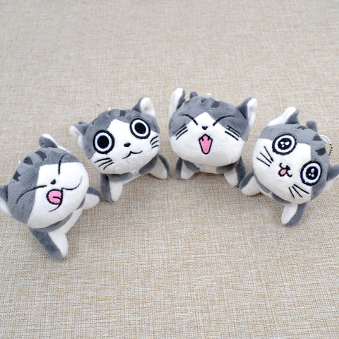 Kawaii Grey Sitting 9CM CAT Plush Stuffed Toys , Bouquet Gift Soft Plush Cat Doll , CAT Key Chain Plush TOY Flower Cat Doll Gift