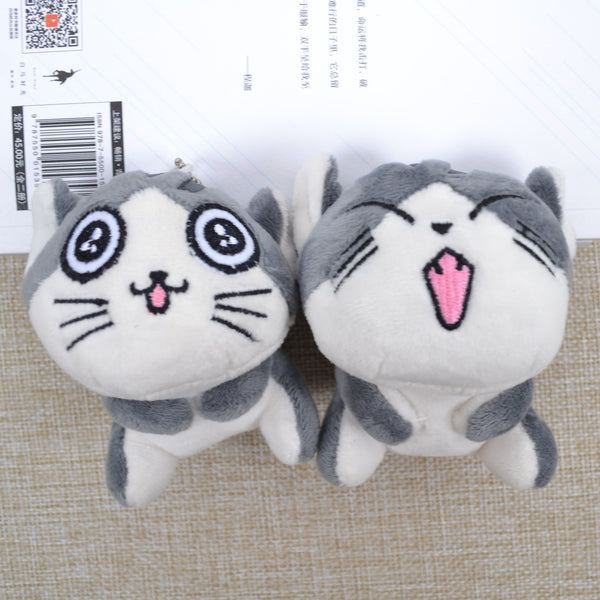 Kawaii Grey Sitting 9CM CAT Plush Stuffed Toys , Bouquet Gift Soft Plush Cat Doll , CAT Key Chain Plush TOY Flower Cat Doll Gift