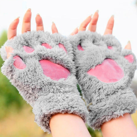 Plush Fluffy Animal Paw Gloves