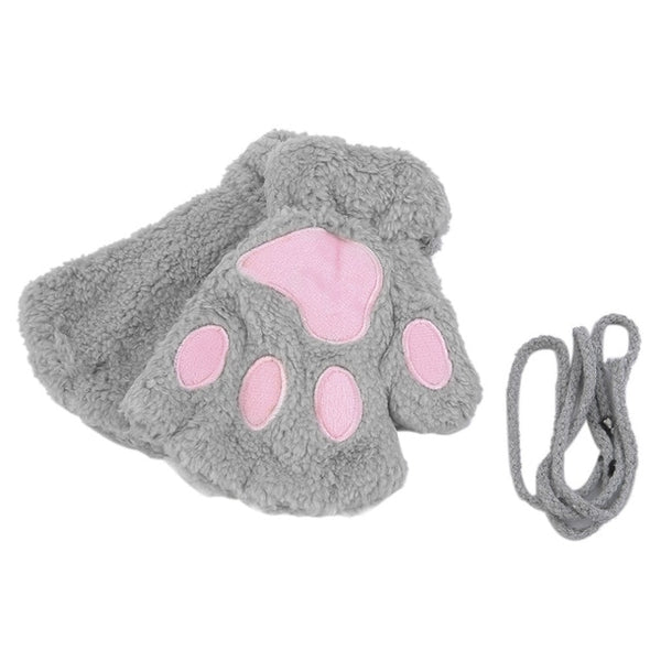 Plush Fluffy Animal Paw Gloves