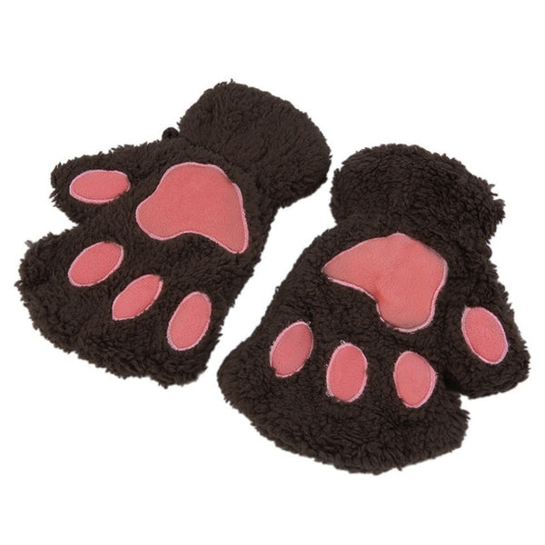 Plush Fluffy Animal Paw Gloves