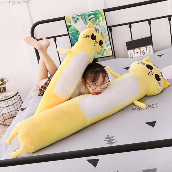 Plush Yellow Kitty Cat Body Pillow / 3 Sizes