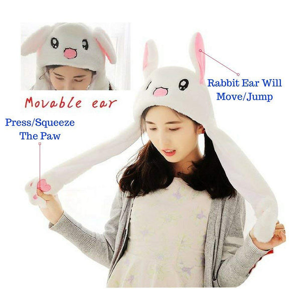 Animal Ears Plush Jumping Hats / Rabbit Pink