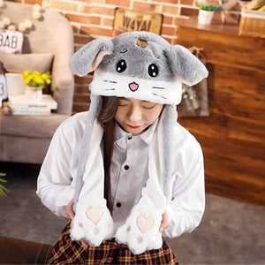 Animal Ears Plush Jumping Hats / Grey Bunny