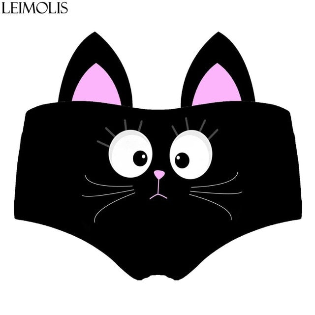 Anime Fashion Girl Ladies Briefs /Cartoon Black Cat